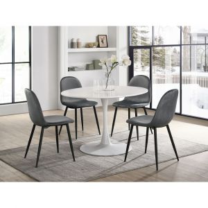 Picket House Furnishings - Isla 5PC Dining Set-Table & Four Dark Grey Velvet Chairs - D-8870-SCDGE-5PC