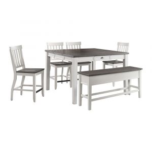 Picket House Furnishings - Jamison 6PC Counter Height Dining Set-Table, Four Chairs & Storage Bench - DKY300C6PC