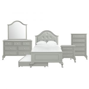 Picket House Furnishings - Jenna Twin Panel 5PC Bedroom Set in Grey - JS300TTB5PC