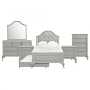 Picket House Furnishings - Jenna Twin Panel 6PC Bedroom Set in Grey - JS300TTB6PC