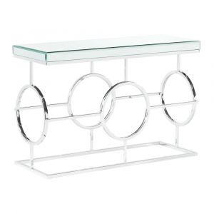 Picket House Furnishings - Katie Rectangle Mirrored Sofa Table in Chrome - CTPL100STE