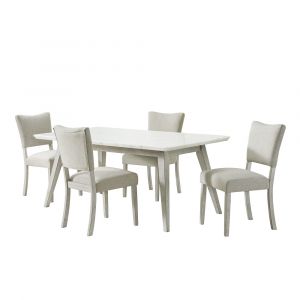 Picket House Furnishings - Kean  5PC Dining Set in White with Table and Four Chairs - D-1270-B5PC