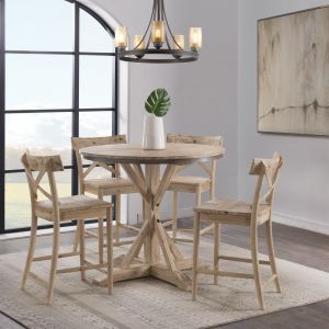 Picket House Furnishings - Keaton Round Counter Height 5PC Dining Set-Table and Four Stools - LCL100CCST5PC
