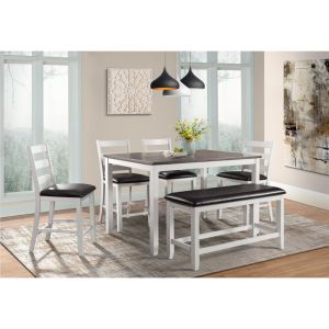 Picket House Furnishings - Kona Counter Height 6PC Dining Set-Table, Four Chairs & Bench - DMT7006CS