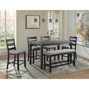 Picket House Furnishings - Kona Counter Height 6PC Dining Set-Table, Four Chairs & Bench - DMT3006CS