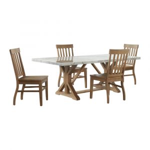 Picket House Furnishings - Liam 5PC Rectangular Dining Set in White-Table & Four Chairs - CDLW1005PC