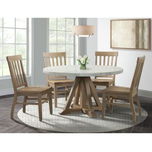 Picket House Furnishings - Liam Round 5PC Dining Set-Table and Four Chairs - CDLW180RD5PC
