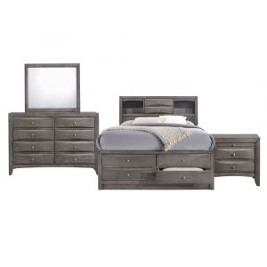 Picket House Furnishings - Madison King Storage 4Pc Bedroom Set in Gray - EG170KB4PC