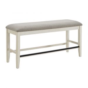 Picket House Furnishings - Marlow Counter Bench with Beige Fabric in Antique White - D-10600-7-CBN