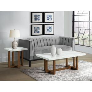 Picket House Furnishings - Meyers 2PC Occasional Marble Table Set in White - CTMS1002PC