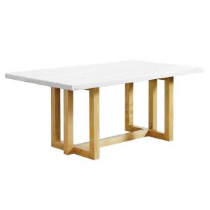 Picket House Furnishings - Meyers Rectangular White Marble Top Dining Table with Natural Base - D.12620.3.DT