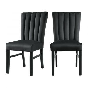 Picket House Furnishings - Odette Side Chair in Black Velvet (Set of 2) - D-1150-SCB