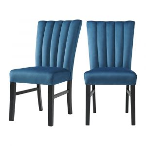Picket House Furnishings - Odette Side Chair in Navy Blue Velvet (Set of 2) - D-1150-SCN
