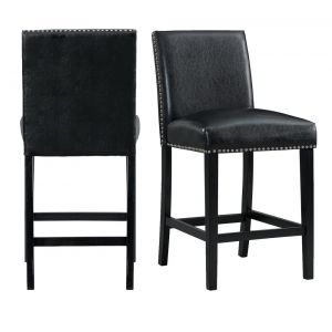 Picket House Furnishings - Pia Faux Leather Counter Height Side Chair in Black (Set of 2) - DMI100CSC