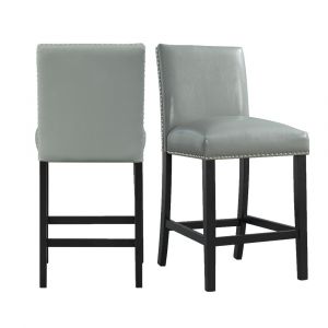 Picket House Furnishings - Pia Faux Leather Counter Height Side Chair in Grey (Set of 2) - DMI300CSC