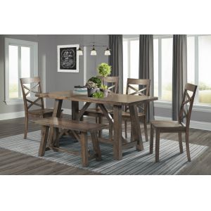 Picket House Furnishings - Regan 6PC Dining Set-Table, 4 Side Chairs & Bench - DRN1006DS