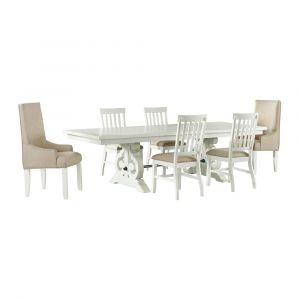 Picket House Furnishings - Stanford 7PC Dining Set-Table, 4 Side Chairs & 2 Parson Chairs in White - DST700SP6PC
