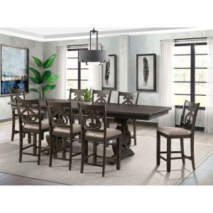Picket House Furnishings - Stanford Counter Height 9PC Dining Set-Table & Eight Swirl Back Chairs - DST195C9PC