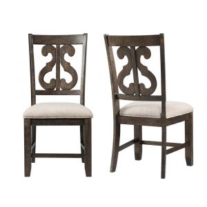 Picket House Furnishings - Stanford Wooden Swirl Back Side Chair in Smokey Walnut - (Set of 2) - DST150SC