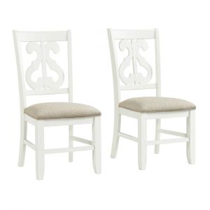 Picket House Furnishings - Stanford Wooden Swirl Back Side Chair in White - (Set of 2)- DST750SC