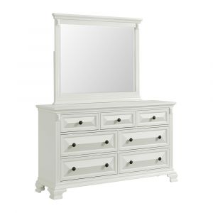 Picket House Furnishings - Sumner Dresser and Mirror Set in Antique White - B-10980-7-DRMR