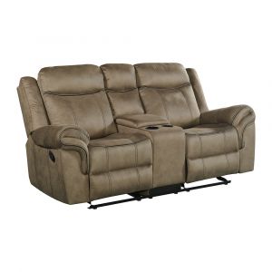 Picket House Furnishings - Tasso Motion Loveseat with Console in T101 Brown - 59928-028-2X