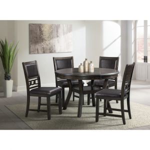 Picket House Furnishings Taylor Standard Height Faux Leather 5PC Dining Set in Walnut - DAH5055PC