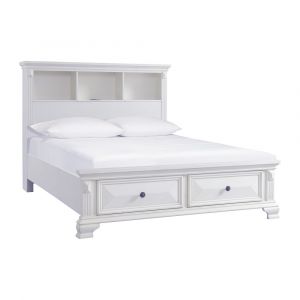 Picket House Furnishings - Trent Queen Bookcase Storage Bed in White - CY750QB