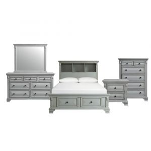 Picket House Furnishings - Trent Queen Storage 5PC Bedroom Set in Grey - CY350QB5PC
