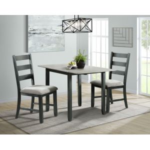 Picket House Furnishings - Tuttle 3PC Drop Leaf Dining Set in Gray-Table and Two Chairs - DMT3003DLDS