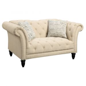 Picket House Furnishings - Twine Loveseat with French Script Pillows - UTW082200