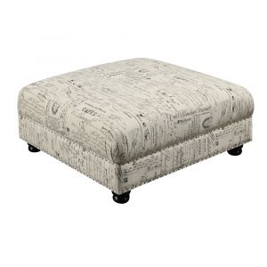 Picket House Furnishings - Twine Ottoman with French Script Pattern - UTW636000