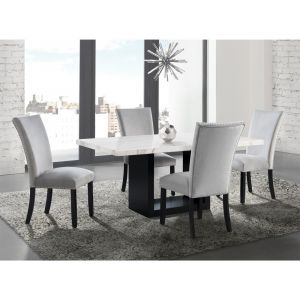 Picket House Furnishings - Willow White Marble 5PC Dining Set-Table & Four Gray Chairs - CVL500GY5PC