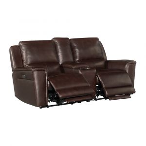 Picket House Furnishings - Wylde  Power Motion Loveseat with Console in Palais Dark Brown - U-5340-8682-285PSP