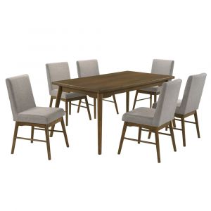 Picket House Furnishings - Zuma 7PC Standard Height Dining Set in Walnut-Rectangular Table and Six Chairs - D-4650-5-DT-7PC