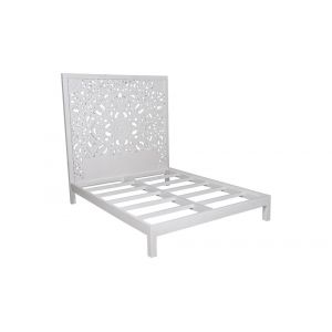 Porter Designs -  Bali Solid Hand Carved Wood Queen Bed, White - 04-196-14-CBD-KIT