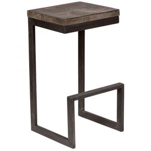 Porter Designs -  Cube Solid Mango Wood & Metal Bar Stool, Gray - 07-108-24-5260