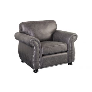 Porter Designs - Elk River Leather-Look & Nail Head Chair, Gray - 01-33C-03-9702A