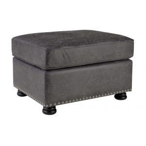 Porter Designs -  Elk River Leather-Look & Nail Head Ottoman, Gray - 01-207C-05-9702A