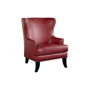 Porter Designs -  Grant Crackle Leather Wingback Accent Chair, Red - 02-201-06-564