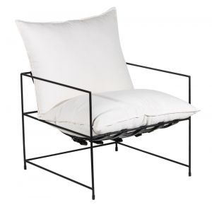 Porter Designs - Hagen Black Iron Frame Accent Chair, White - 01-108-06-8462