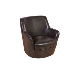 Porter Designs -  Hayes Leather-Look Swivel Accent Chair, Brown - 03-185C-14-973