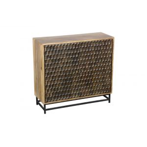 Porter Designs -  Honeycomb Solid Mango Wood Two Door Cabinet, Brown - 05-182-31-52007A