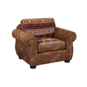 Porter Designs -  Hunter Wildlife Pattern Reversible to Leather-Look Chair, Brown - 01-33C-03-8020