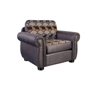 Porter Designs -  Hunter Wildlife Pattern Reversible to Leather-Look Chair, Gray - 01-33C-03-8022