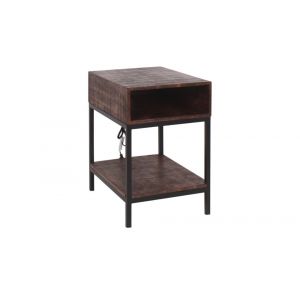Porter Designs -  Lakewood Solid Wood with Power Ports End Table, Dark Brown - 05-190-26-0809