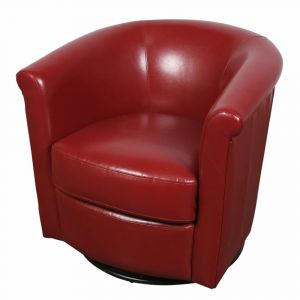 Porter Designs -  Marvel Contemporary Leather-Look Swivel Accent Chair, Red - 02-201C-06-204