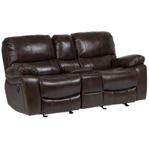 Porter Designs -  Ramsey Leather-Look Reclining Console Love, Brown - 03-112C-02-6013