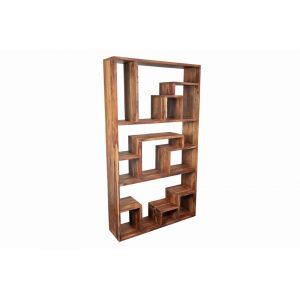 Porter Designs -  Urban Solid Sheesham Wood Asymmetric Shelves Bookcase, Natural - 10-117-01-8057