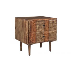 Porter Designs - Waves Solid Sheesham Wood Nightstand, Brown - 04-196-04-W003